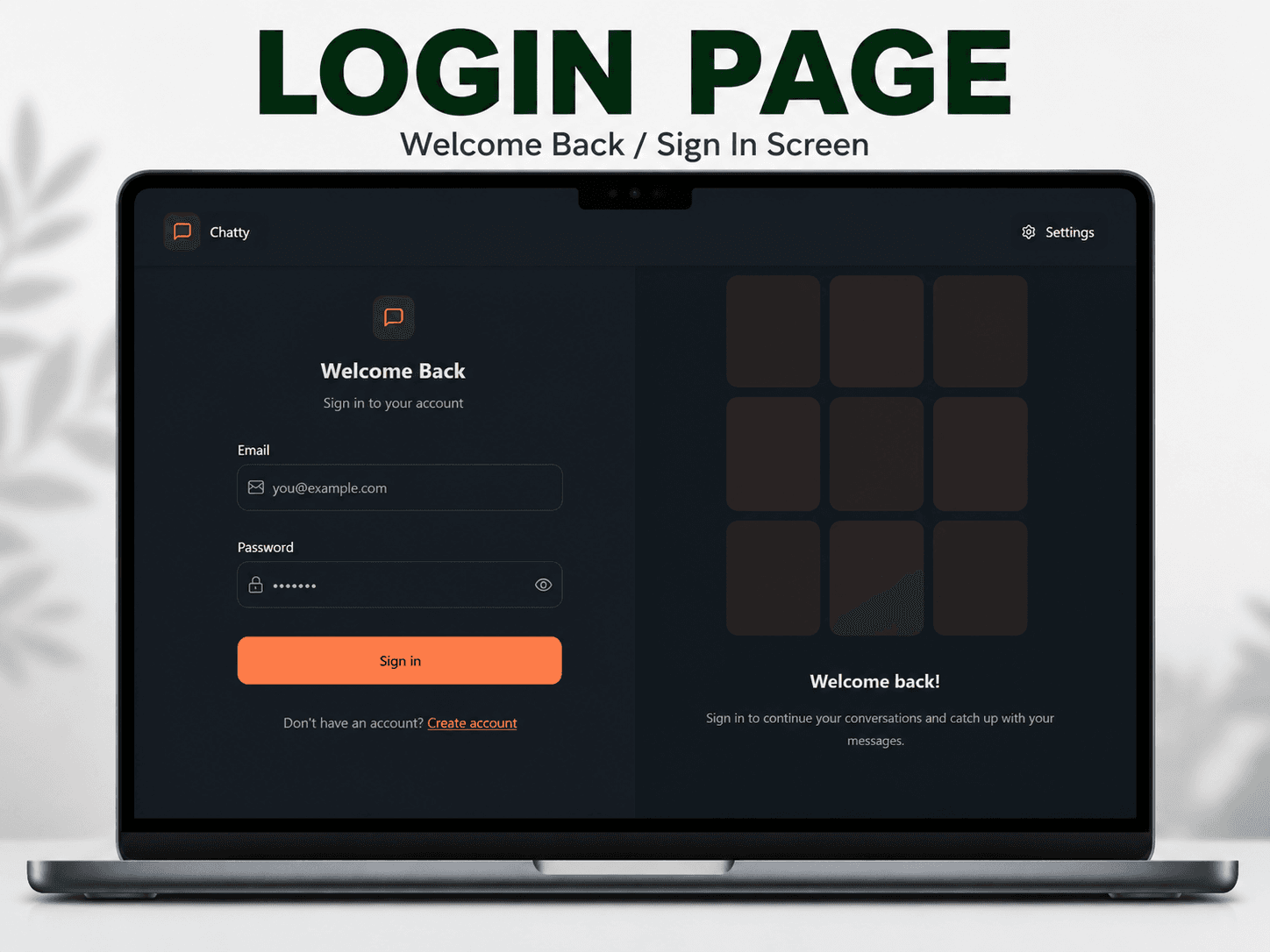 Real-time Chat Application Login page screen