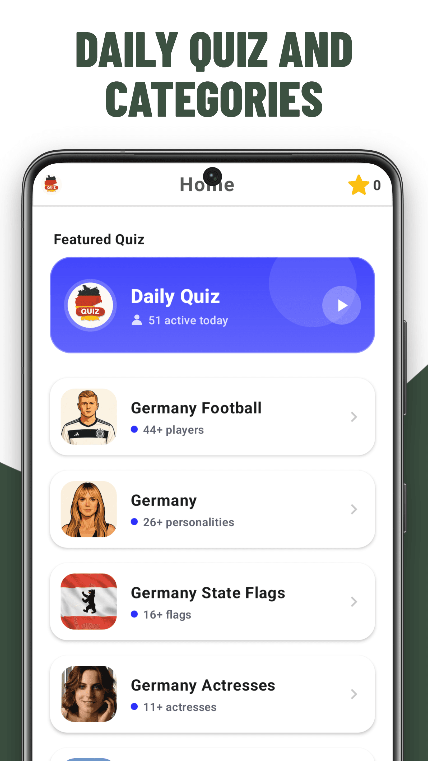 Germany Quiz Image Trivia Home categories screen